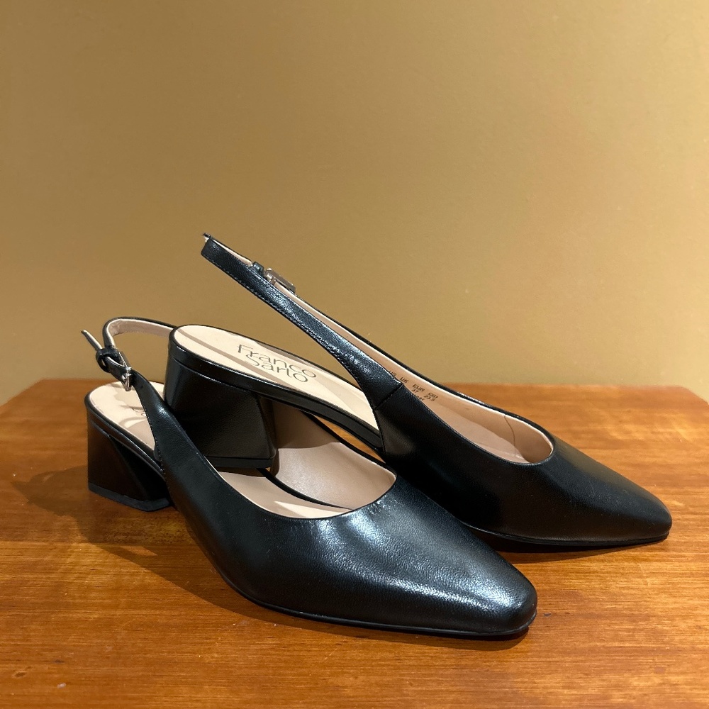 Franco Sarto Black Leather Slingback